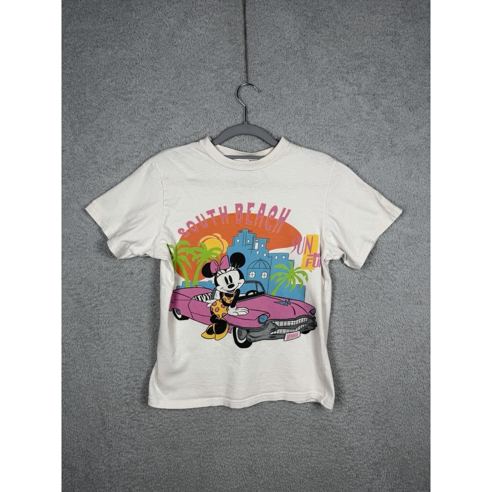 VTG Disney Mickey & Co Minnie Mouse Women's S South Beach Graphic T-Shirt White